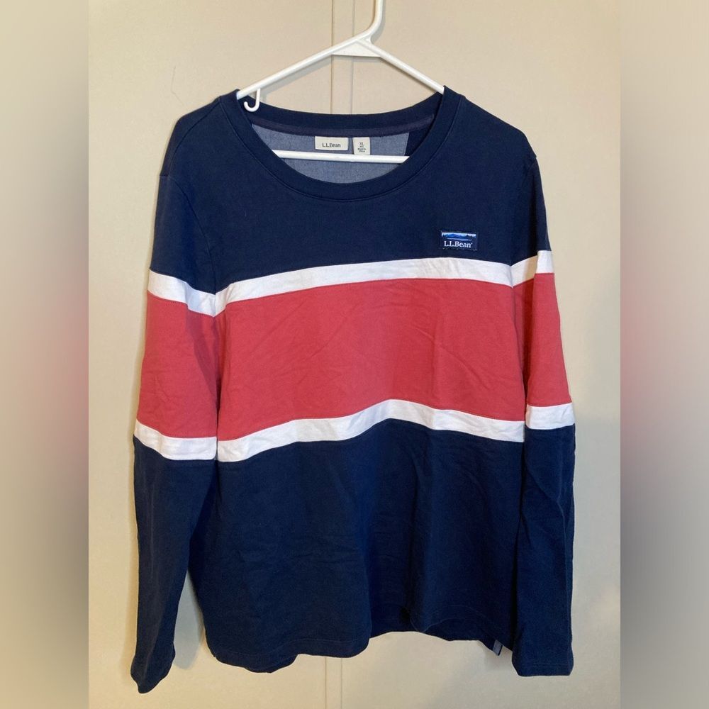 L.L. Bean Striped Crewneck Sweatshirt Red And Blue Men's Size XL